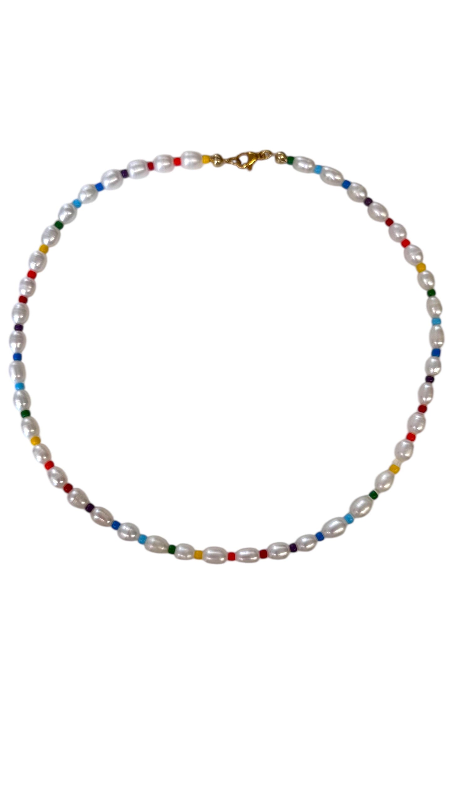 Rainbow pearl necklace